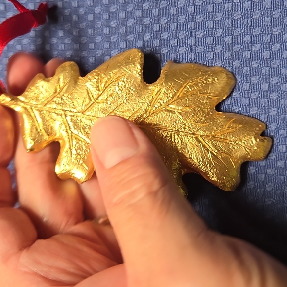 Vintage Gold Dipped Leaf Christmas Ornament - Picture 3 of 3